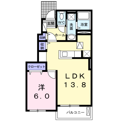Planta 1LDK de レジデンス藤Ａ