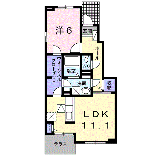 Planta do apartamento 1LDK — ソーレプレッソ