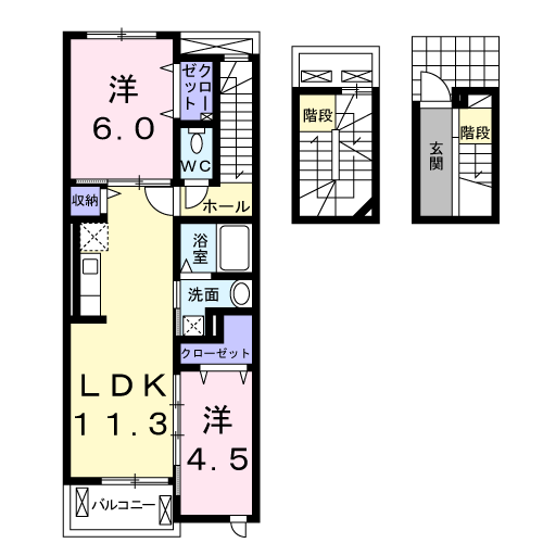 Planta 2LDK de Ｒｉｖｅｒ・Ｌｉｎｅ