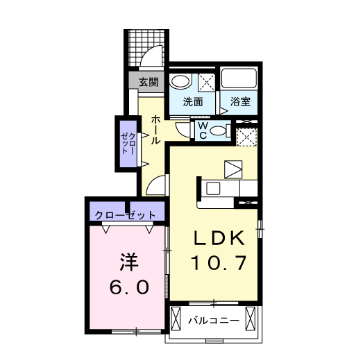 Planta do apartamento 1LDK — サンレーベン