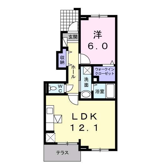 Planta 1LDK de プリムラⅡ