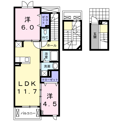 Planta 2LDK de エテルノ　セレーノ