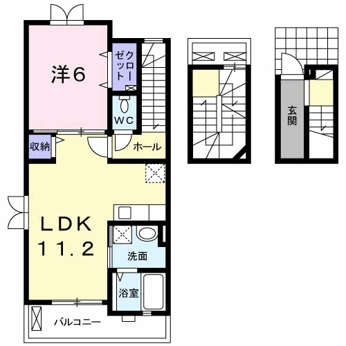 Planta 1LDK de グランデ・Ⅰ