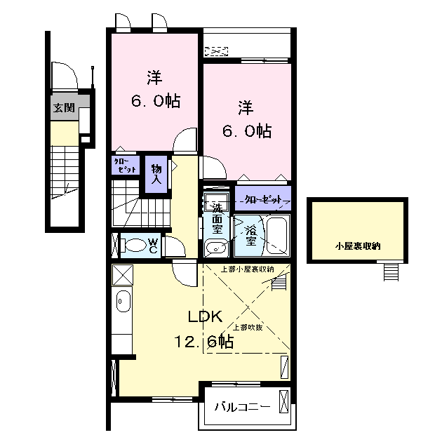 Planta 2LDK de グランディール西囲　Ｄ