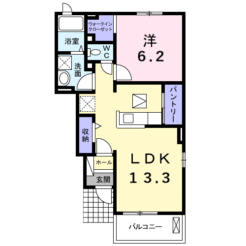 Planta 1LDK de ペルル．Ｋ