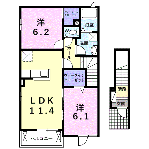 Planta 2LDK de ラデュレⅡ