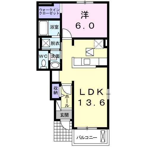 Planta 1LDK de グレースロード