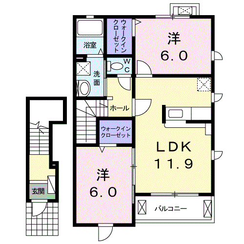 Planta 2LDK de エレガンス東小浜