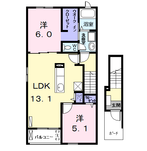Planta 2LDK de サンヒルズ小本