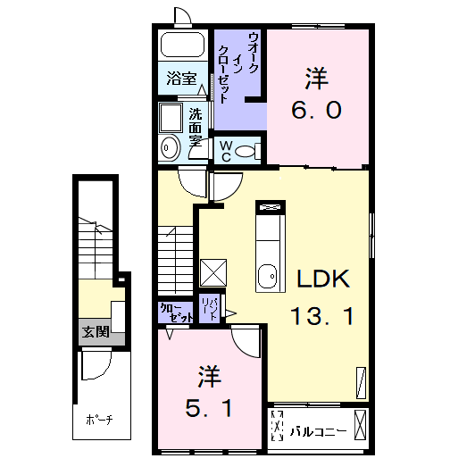Planta 2LDK de サンヒルズ小本