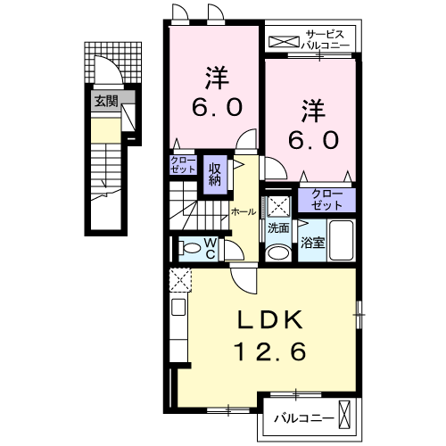 Planta 2LDK de モダン・パークＫ＆Ｌ　Ⅰ