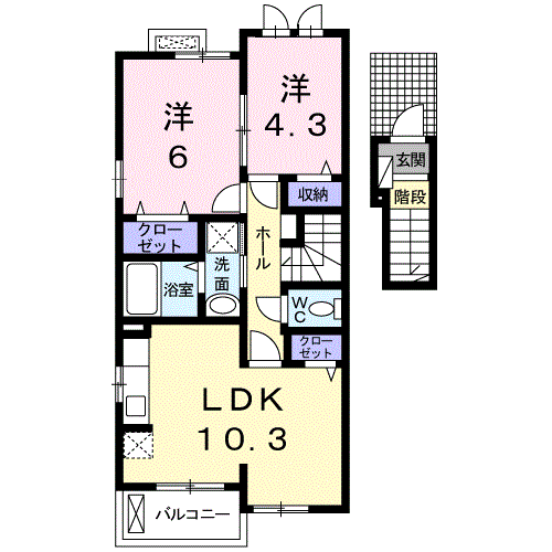 Planta 2LDK de コンセルヴェ十六田