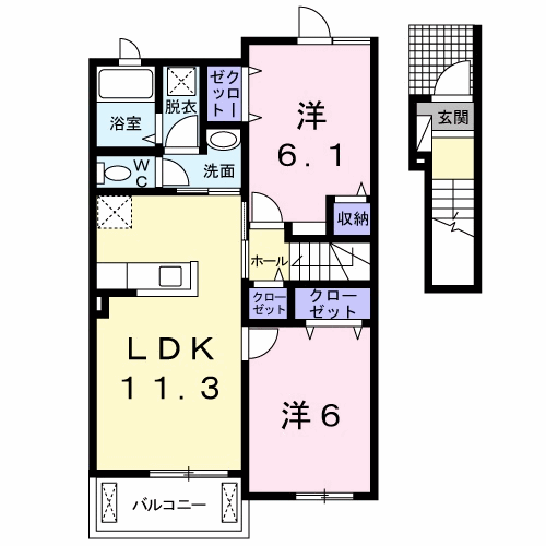Planta 2LDK de ルピナスＡ