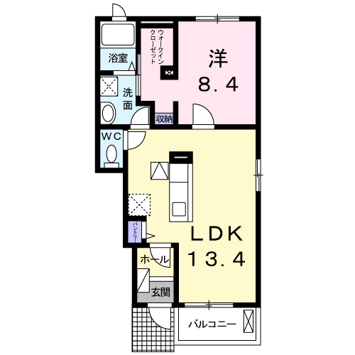 Planta 1LDK de ラ・フォルテⅠ