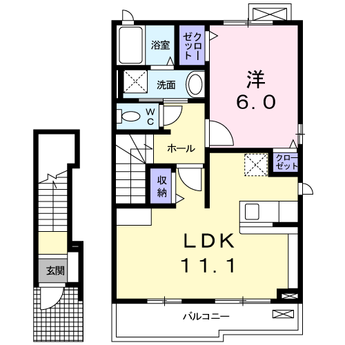 Planta 1LDK de ソフィアＡ