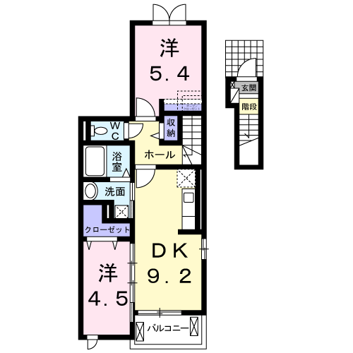 Planta 2DK de カーサパーチェ