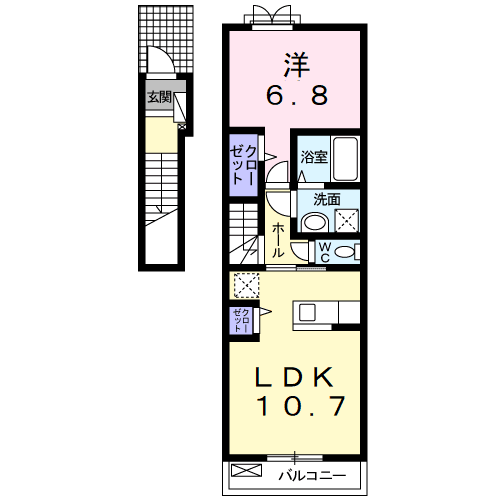 Planta 1LDK de アクア下田