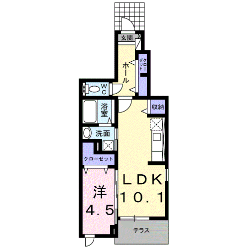 Planta 1LDK de クレール石田