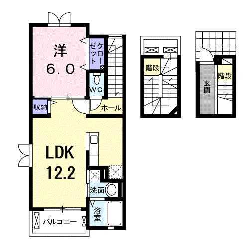 Planta 1LDK de ラ・ステラⅠ