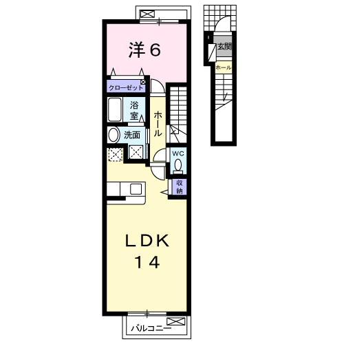 Planta 1LDK de Ｓｕｎｌｉｔ　Ｇａｒｄｅｎ