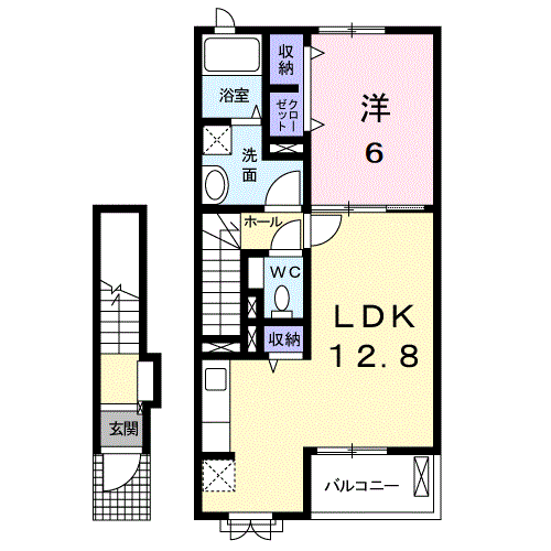 Planta 1LDK de ボン　スターブルＡ