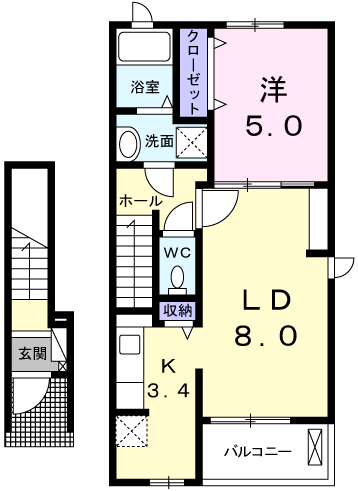 Planta do apartamento 1LDK — ロイヤルウエストＳ