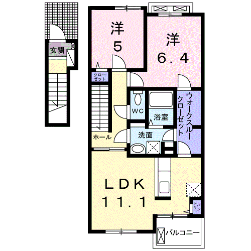 Planta do apartamento 2LDK — アンブラッセＢ
