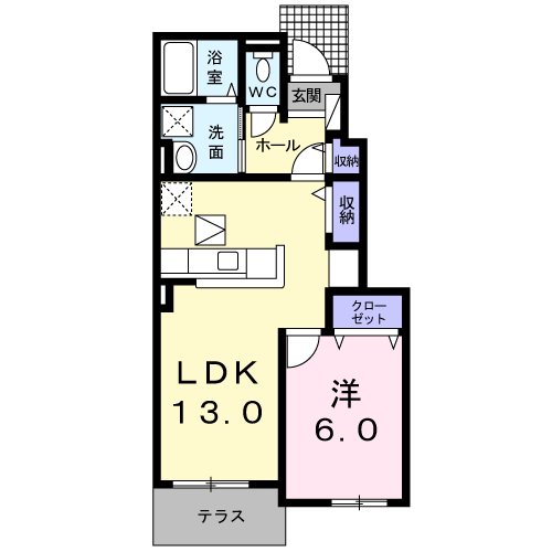 Planta 1LDK de ルミウスⅡ