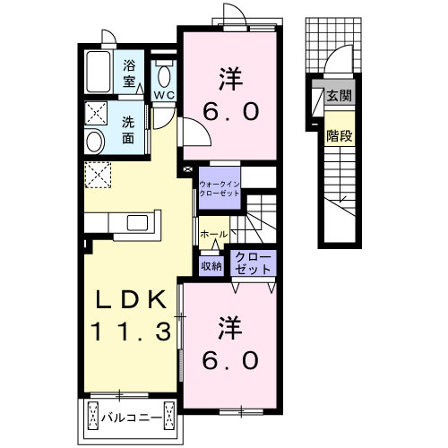 Planta 2LDK de ルミウスⅡ