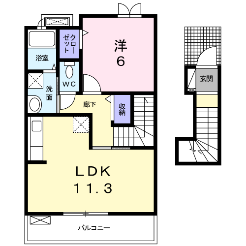 Planta 1LDK de キウイ東