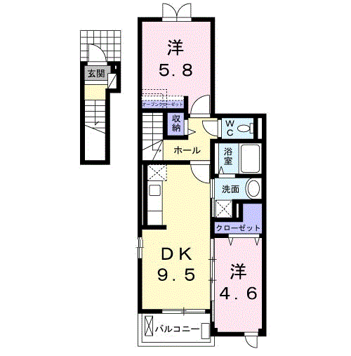 Planta 2DK de フェリーチェ　ヒバリ