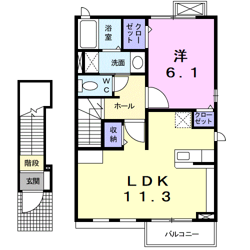 Planta 1LDK de アルクレール