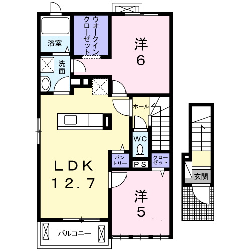 Planta 2LDK de メゾン・ドゥ・アヴェニールⅠ
