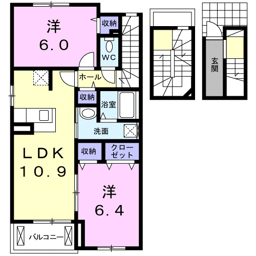 Planta do apartamento 2LDK — ソラーナ