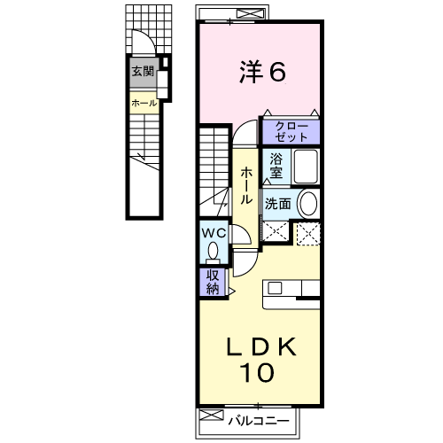 Planta 1LDK de ふらん横山Ⅱ