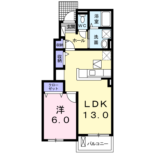 Planta 1LDK de リヴェール