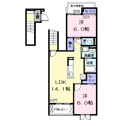 Planta 2LDK de ＩＴ・ＰＬＡＣＥ　Ⅱ