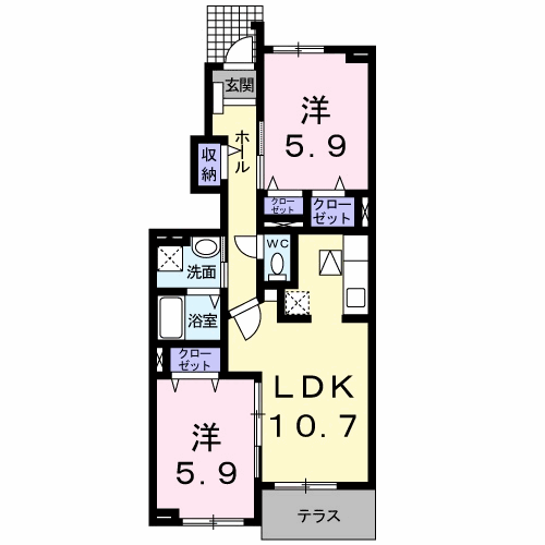 Planta do apartamento 2LDK — Ｌｕｃｉｏｌｅ