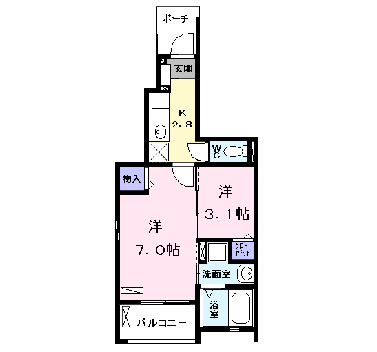 Planta 2K de ブリッサ港西Ⅱ