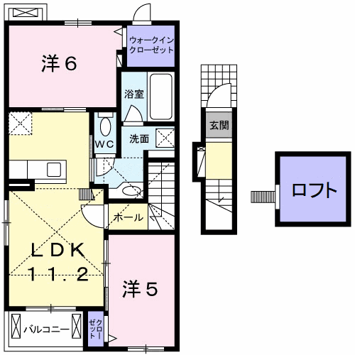 Planta 2LDK de エスポワール　真伝　Ⅱ