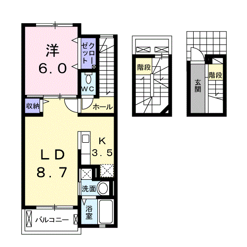 Planta 1LDK de グレイス藤
