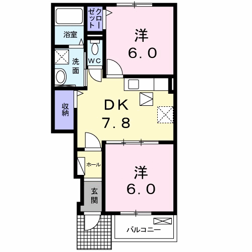アンソレイユI 102号室の間取り図