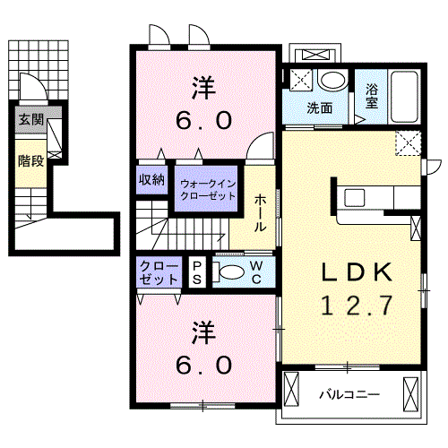 Planta 2LDK de ミルトブリーゼ