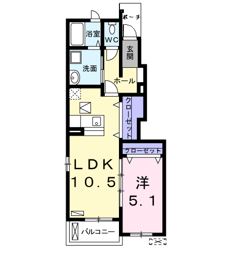 Planta 1LDK de エラン