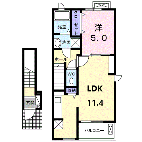 Planta 1LDK de ハクサンジョ　Ⅰ
