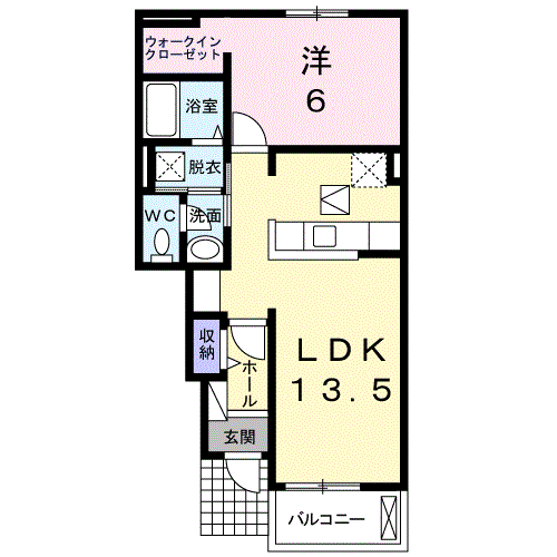 Planta 1LDK de アーバンハイツⅠ