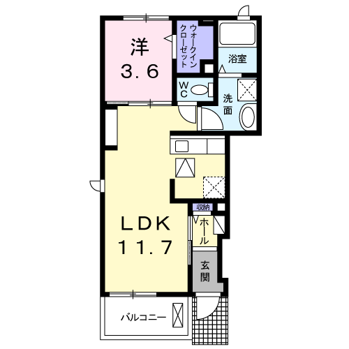 Planta 1LDK de 悠凛・９８Ｋ