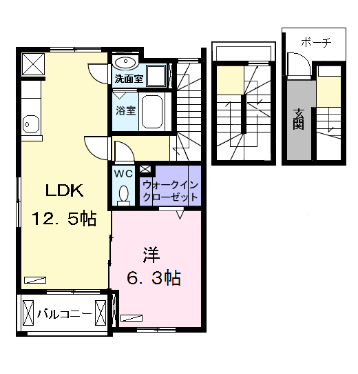 Planta 1LDK de フィオーレ３０２