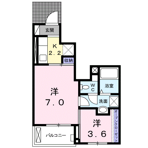 Planta 1K de パーク　サイド　フジ