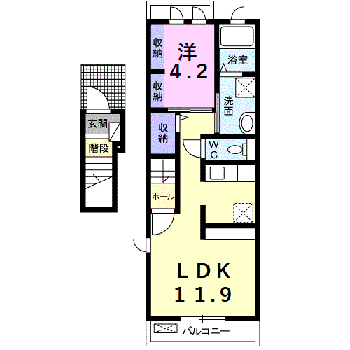 Planta 1LDK de ラ　ヴィータ